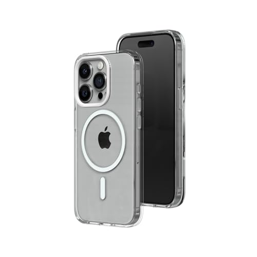 RhinoShield Clear Case kompatibel mit MagSafe für [iPhone 15 Pro]|Überragende Magnetstärke, Vergilbungsresistenz, Kristallklar, optimaler Schutz und personalisierbar - Weiß Kamera-Ring von RhinoShield