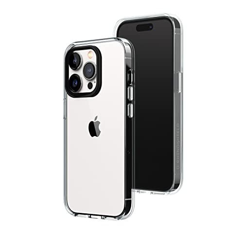 RhinoShield Crystal Clear Case kompatibel mit [iPhone 13 Pro] | Fortschrittliche Vergilbungsresistenz, Hohe Transparenz, Personalisierbare und Transparente Schutzhülle - Schwarz Kamera-Ring von RhinoShield