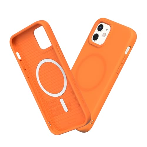 RhinoShield Hülle kompatibel mit [iPhone 12 Mini] | SolidSuit - MagSafe-kompatibel -Stoßdämpfende & schlanke Schutzhülle mit Premium Finish - 3.5 Meter Fallschutz - Neon Orange von RhinoShield