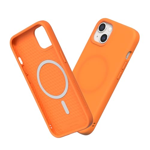 RhinoShield Hülle kompatibel mit [iPhone 13 Mini] | SolidSuit - MagSafe-kompatibel -Stoßdämpfende & schlanke Schutzhülle mit Premium Finish - 3.5 Meter Fallschutz - Neon Orange von RhinoShield