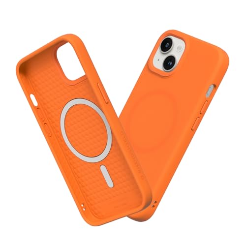 RhinoShield Hülle kompatibel mit [iPhone 14 Plus] | SolidSuit - MagSafe-kompatibel -Stoßdämpfende & schlanke Schutzhülle mit Premium Finish - 3.5 Meter Fallschutz - Neon Orange von RhinoShield