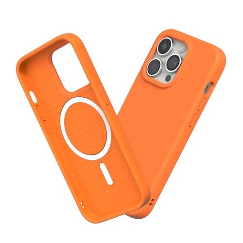 RhinoShield Hülle kompatibel mit [iPhone 14 Pro Max] | SolidSuit - MagSafe-kompatibel -Stoßdämpfende & schlanke Schutzhülle mit Premium Finish - 3.5 Meter Fallschutz - Neon Orange von RhinoShield