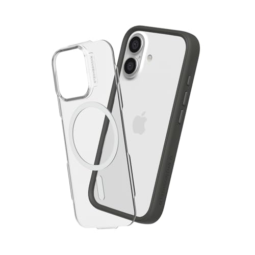RhinoShield Modulare Case kompatibel mit MagSafe für [iPhone 16] | Mod NX - Überragender Magnet, Individuell anpassbare, strapazierfähige Schutzhülle 3.5M / 11ft Fallschutz - Graphite von RhinoShield