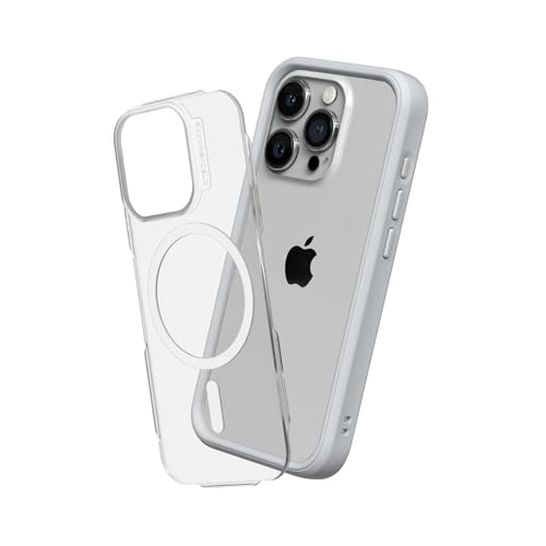 RhinoShield Modulares Case kompatibel mit MagSafe für [iPhone 15 Pro Max] | Mod NX - Überragender Magnet, Individuell anpassbare, strapazierfähige Schutzhülle 3.5M / 11ft Fallschutz - Platinum Grau von RhinoShield