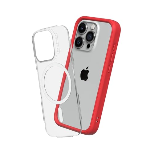 RhinoShield Modulares Case kompatibel mit MagSafe für [iPhone 15 Pro Max] | Mod NX - Überragender Magnet, Individuell anpassbare, strapazierfähige Schutzhülle 3.5M / 11ft Fallschutz - Rot von RhinoShield