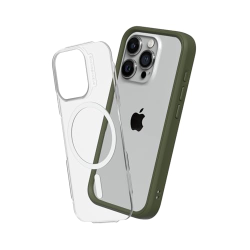 RhinoShield Modulares Case kompatibel mit MagSafe für [iPhone 15 Pro] | Mod NX - Überragender Magnet, Individuell anpassbare, strapazierfähige Schutzhülle 3.5M / 11ft Fallschutz - Camo Grün von RhinoShield