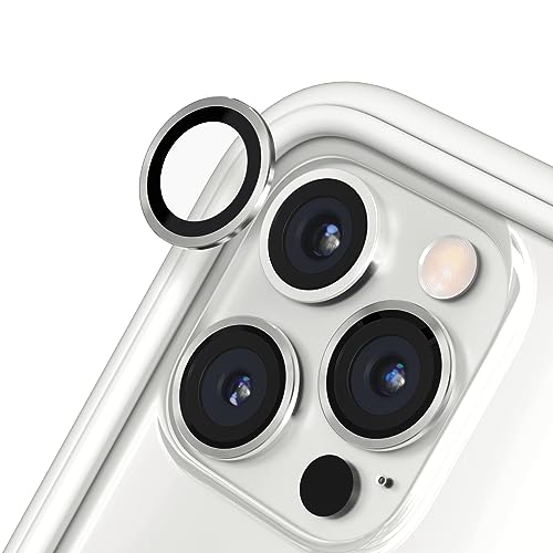 RhinoShield Schutz für Smartphone-Kamera kompatibel mit[iPhone 12 Pro Max] Fingerabdruck-und kratzresistentes Schutzglas mit Aluminium Ring für hohe optische Klarheit-Silber von RhinoShield