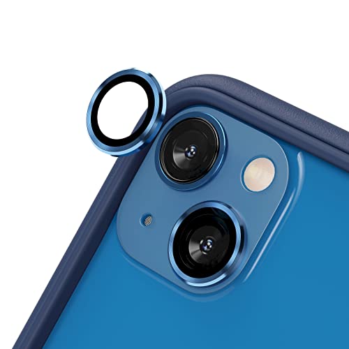 RhinoShield Schutz für Smartphone-Kamera kompatibel mit [iPhone 13/13 mini] | Fingerabdruck- und kratzresistentes Schutzglas mit Aluminium Ring für hohe optische Klarheit - Blau von RhinoShield