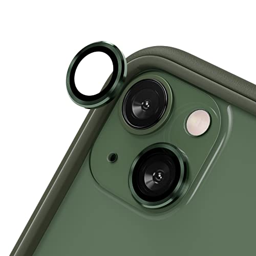 RhinoShield Schutz für Smartphone-Kamera kompatibel mit [iPhone 13/13 mini] | Fingerabdruck- und kratzresistentes Schutzglas mit Aluminium Ring für hohe optische Klarheit - Grün von RhinoShield