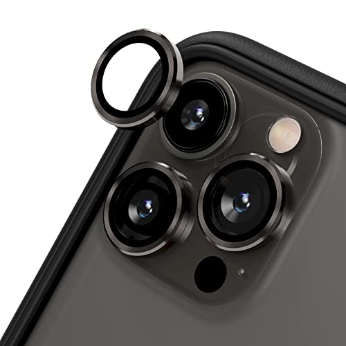 RhinoShield Schutz für Smartphone-Kamera kompatibel mit[iPhone 13 Pro / 13 Pro Max] Fingerabdruck-und kratzresistentes Schutzglas mit Aluminium Ring für hohe optische Klarheit-Dunkelgrau von RhinoShield