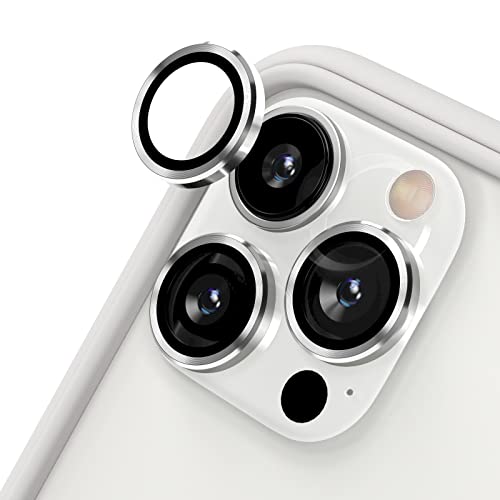 RhinoShield Schutz für Smartphone-Kamera kompatibel mit[iPhone 13 Pro / 13 Pro Max] Fingerabdruck-und kratzresistentes Schutzglas mit Aluminium Ring für hohe optische Klarheit-Silber von RhinoShield