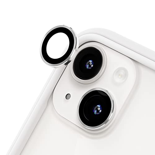 RhinoShield Schutz für Smartphone-Kamera kompatibel mit [iPhone 14/14 Plus] | Fingerabdruck- und kratzresistentes Schutzglas mit Aluminium Ring für hohe optische Klarheit - Silber von RhinoShield