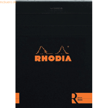 10 x Rhodia Schreibblock Rhodia Nr. 12 8,5x12cm 70 Blatt blanko schwar von Rhodia