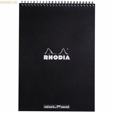 5 x Rhodia Spiralnotizblock A4 80 Blatt 80g Dot Lineatur schwarz von Rhodia