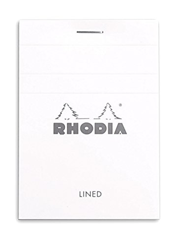 Rhodia 11201C Notizblock geheftet, kariert, 80g, DIN A7, 74 x 105 mm, 80 Blatt, mikroperforiert, 1 Stück, Weiß von Rhodia