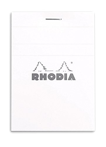 Rhodia 11601C Notizblock geheftet, liniert, 80g, DIN A7, 74 x 105 mm, 80 Blatt, mikroperforiert, 1 Stück, Weiß von Rhodia