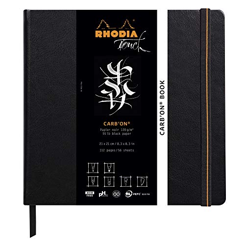 Rhodia 116117C - Skizzenbuch Carb'on Book, 56 Blatt, blanko, schwarz, 120g, 21 x 21 cm, Hardcover mit Kunstleder, Schwarz, 1 Stück Rhodia 116117C - Skizzenbuch Carb'on Book, 56 Blatt, blanko, schwarz, 120g, 21 x 21 cm, Hardcover mit Kunstleder, Schwarz, 1 Stück von Rhodia