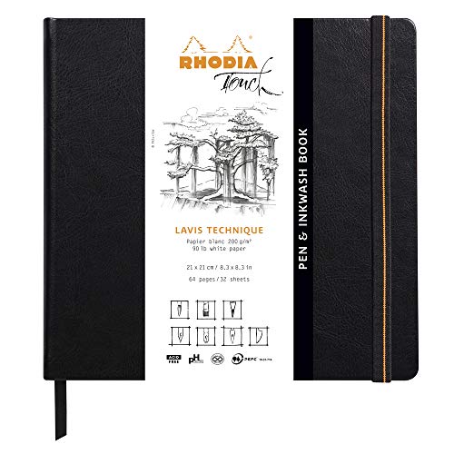 Rhodia 116127C - Zeichenheft Pen & Inkwash Book mit Hardcover, 21 x 21cm, 32 Blatt, Lavis Technik, blanko, 200g, 1 Stück, Schwarz Rhodia 116127C - Zeichenheft Pen & Inkwash Book mit Hardcover, 21 x 21cm, 32 Blatt, Lavis Technik, blanko, 200g, 1 Stück, Schwarz von Rhodia