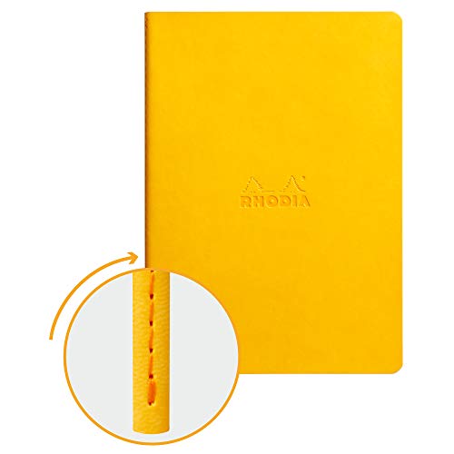 Rhodia 116416C Rhodiarama Notizbuch (ideal für Ihre Notizen, DIN A5, 14,8 x 21 cm, 32 Blatt, liniert, Premium Velinpapier 80g, elfenbein) 1 Stück, gelb von Rhodia