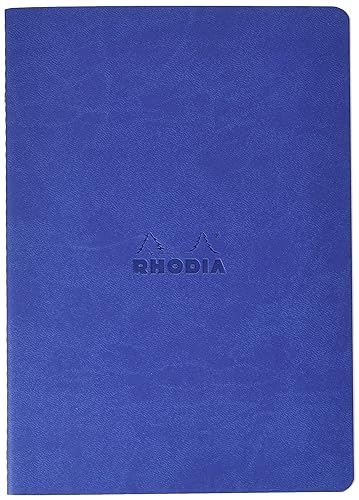 Rhodia 116458C Rhodiarama Notizbuch (ideal für Ihre Notizen, DIN A5, 14,8 x 21 cm, 32 Blatt, dot, Premium Velinpapier 85g, elfenbein) 1 Stück, saphirblau von Rhodia