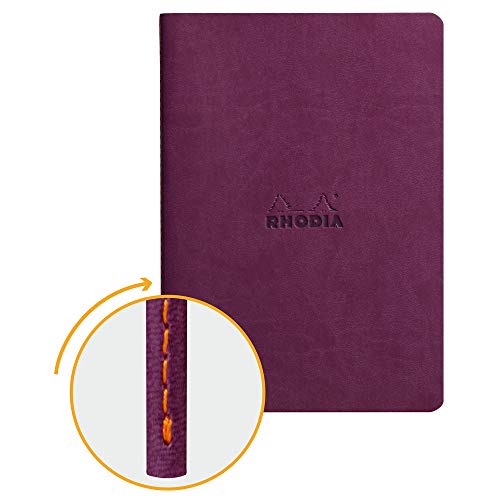 Rhodia 116460C Rhodiarama Notizbuch (ideal für Ihre Notizen, DIN A5, 64,8 x 26 cm, 32 Blatt, dot, Premium Velinpapier 80g, elfenbein) 1 Stück, violett von Rhodia