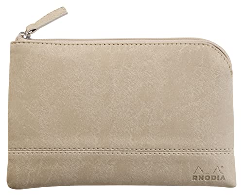 Rhodia 116526C - Rhodiarama Reißverschlusstäschchen aus italienischem Kunstleder, Kleinformat (11x17 cm), Beige, 1 Stück von Rhodia