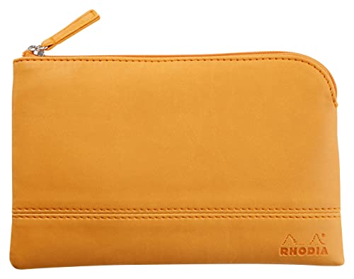 Rhodia 116547C - Rhodiarama Reißverschlusstäschchen aus italienischem Kunstleder, Kleinformat (11x17 cm), Orange, 1 Stück von Rhodia