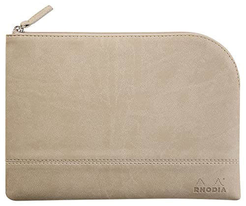 Rhodia 116626C - Rhodiarama Reißverschlusstäschchen aus italienischem Kunstleder, M (16x22 cm), Beige, 1 Stück von Rhodia