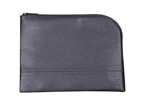 Rhodia 116720C - Rhodiarama Reißverschlusstäschchen aus italienischem Kunstleder, Großformat (21x28 cm), Titan, 1 Stück von Rhodia