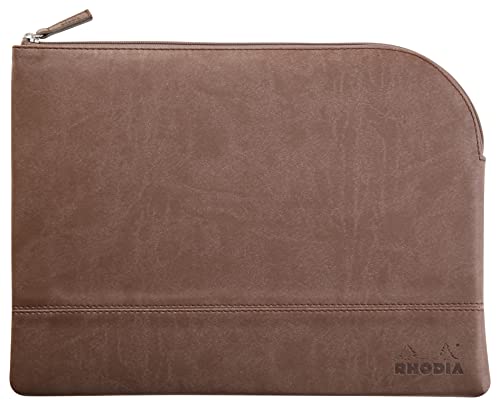 Rhodia 116723C - Rhodiarama Reißverschlusstäschchen aus italienischem Kunstleder, Großformat (21x28 cm), Schokoladenbraun, 1 Stück von Rhodia