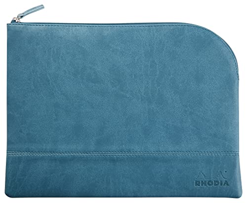 Rhodia 116734C - Rhodiarama Reißverschlusstäschchen aus italienischem Kunstleder, Großformat (21x28 cm), Pfaugrün, 1 Stück von Rhodia