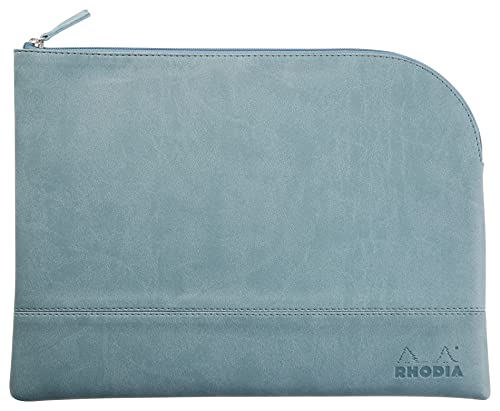 Rhodia 116735C - Rhodiarama Reißverschlusstäschchen aus italienischem Kunstleder, Großformat (21x28 cm), Wasserblau, 1 Stück von Rhodia