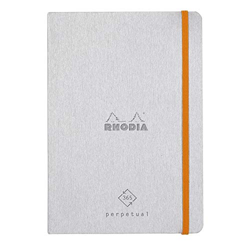 Rhodia 117181C Perpetual Kalender (DIN A5, 14,8 x 21 cm, 64 Blatt, 90 g, elegant und praktisch) silber von Rhodia