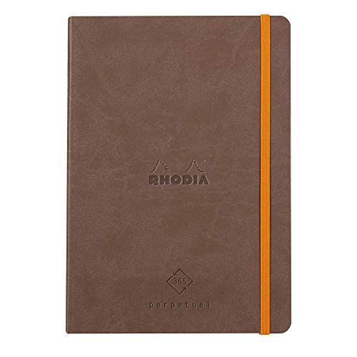 Rhodia 117183C Perpetual Kalender (DIN A5, 14,8 x 21 cm, 64 Blatt, 90 g, elegant und praktisch) schokoladenbraun von Rhodia