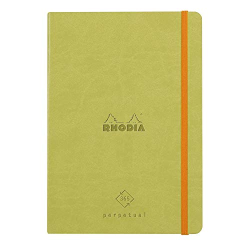 Rhodia 117186C Perpetual Kalender (DIN A5, 14,8 x 21 cm, 64 Blatt, 90 g, elegant und praktisch) anisgrün von Rhodia