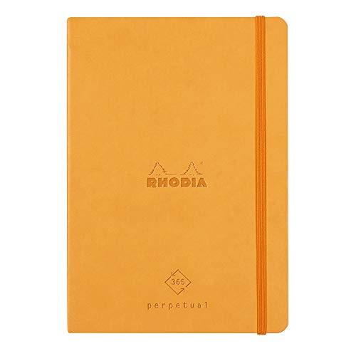 Rhodia 117195C Perpetual Kalender (DIN A5, 14,8 x 21 cm, 64 Blatt, 90 g, elegant und praktisch) orange von Rhodia