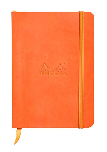 Rhodia 117364C Notizheft Rhodiarama mit weichem Umschlag, dot grid, 72 Blatt, 90 g elfenbeinfarbenes Papier, A6 105 x 148 mm, Lesezeichen, Innentasche,1 Stück,tangerine von Rhodia