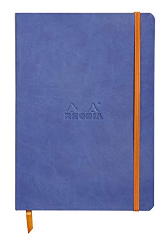Rhodia 117458C Notizheft Rhodiarama mit weichem Umschlag, dot grid, 80 Blatt, 90 g elfenbeinfarbenes Papier, A5 148 x 210 mm, Lesezeichen, Innentasche,1 Stück,saphirblau von Rhodia