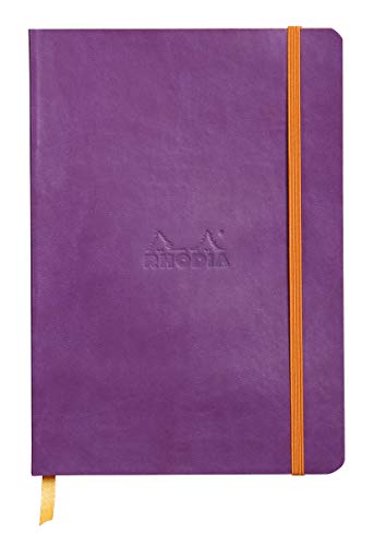 Rhodia 117460C Notizheft Rhodiarama mit weichem Umschlag, dot grid, 80 Blatt, 90 g elfenbeinfarbenes Papier, A5 148 x 210 mm, Lesezeichen, Innentasche,1 Stück,violett von Rhodia