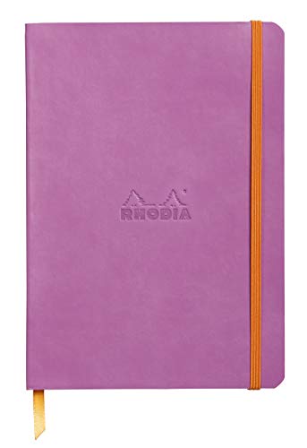 Rhodia 117461C Notizheft Rhodiarama mit weichem Umschlag, dot grid, 80 Blatt, 90 g elfenbeinfarbenes Papier, A5 148 x 210 mm, Lesezeichen, Innentasche,1 Stück,lila von Rhodia