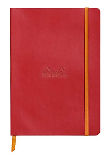 Rhodia 117463C Notizheft Rhodiarama mit weichem Umschlag, dot grid, 80 Blatt, 90 g elfenbeinfarbenes Papier, A5 148 x 210 mm, Lesezeichen, Innentasche,1 Stück,mohnrot von Rhodia