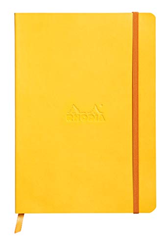 Rhodia 117466C Notizheft Rhodiarama mit weichem Umschlag, dot grid, 80 Blatt, 90 g elfenbeinfarbenes Papier, A5 148 x 210 mm, Lesezeichen, Innentasche,1 Stück,dottergelb von Rhodia