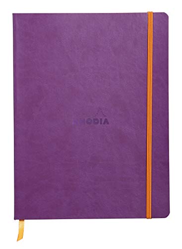 Rhodia 117560C Notizheft Rhodiarama mit weichem Umschlag, dot grid, 80 Blatt, 90 g elfenbeinfarbenes Papier, 190 x 250 mm, Lesezeichen, Innentasche,1 Stück,violett von Rhodia