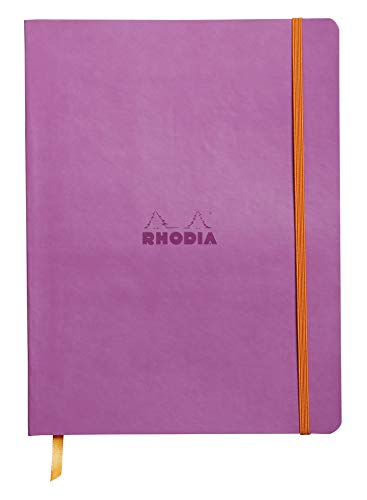Rhodia 117561C Notizheft Rhodiarama mit weichem Umschlag, dot grid, 80 Blatt, 90 g elfenbeinfarbenes Papier, 190 x 250 mm, Lesezeichen, Innentasche,1 Stück,lila von Rhodia