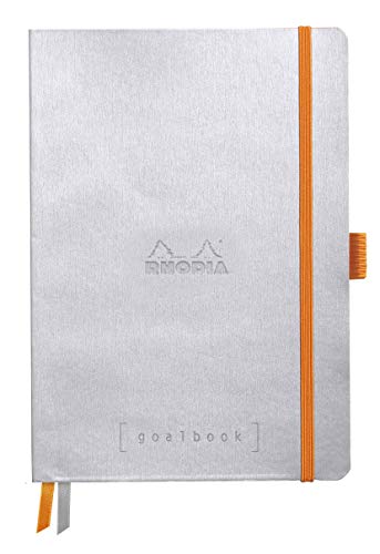 Rhodia 117570C Notizheft Goalbook (DIN A5, 14.8 x 21 cm, Dot, praktisch und trendige, mit weichem Deckel, 90g weißes Papier, 120 Blatt) 1 Stück, Silber von Rhodia