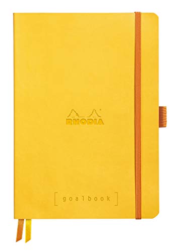 Rhodia 117585C Notizheft Goalbook (DIN A5, 14,8 x 21 cm, Dot, praktisch und trendige, mit weichem Deckel, 90g weißes Papier, 120 Blatt) 1 Stück, Gelb von Rhodia
