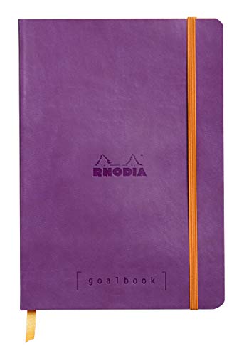 Rhodia 117750C Notizheft Goalbook (DIN A5, 14,8 x 21 cm, Dot, praktisch und trendige, mit weichem Deckel, 90g, elfenbeinfarbigem Papier, 120 Blatt, Gummizug, Lesezeichen) 1 Stück, Violett von Rhodia