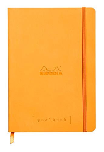 Rhodia 117755C Notizheft Goalbook (DIN A5, 14,8 x 21 cm, Dot, praktisch und trendige, mit weichem Deckel, 90g, elfenbeinfarbigem Papier, 120 Blatt, Gummizug, Lesezeichen) 1 Stück, Orange von Rhodia