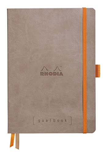 Rhodia 117764C Notizheft Goalbook (DIN A5, 14,8 x 21 cm, kariert, praktisch und trendige, mit weichem Deckel, 90g, elfenbeinfarbigem Papier, 120 Blatt, Gummizug, Lesezeichen) 1 Stück, Maulwurfsgrau von Rhodia