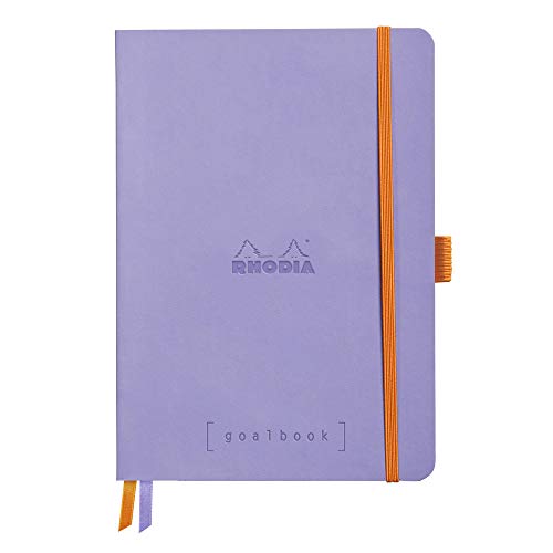 Rhodia 117769C Notizheft Goalbook (DIN A5, 14,8 x 21 cm, kariert, praktisch und trendige, mit weichem Deckel, 90g, elfenbeinfarbigem Papier, 120 Blatt, Gummizug, Lesezeichen) 1 Stück, Iris Irisblau von Rhodia